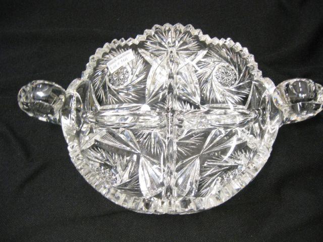 Appraisal: Brilliant Period Cut Glass Divided Dish handled excellent