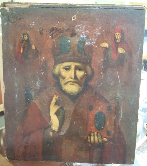 Appraisal: A Russian icon St Nicholas with Saint late th century