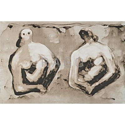 Appraisal: Henry Moore British - Sisters with Children Lithograph in colors