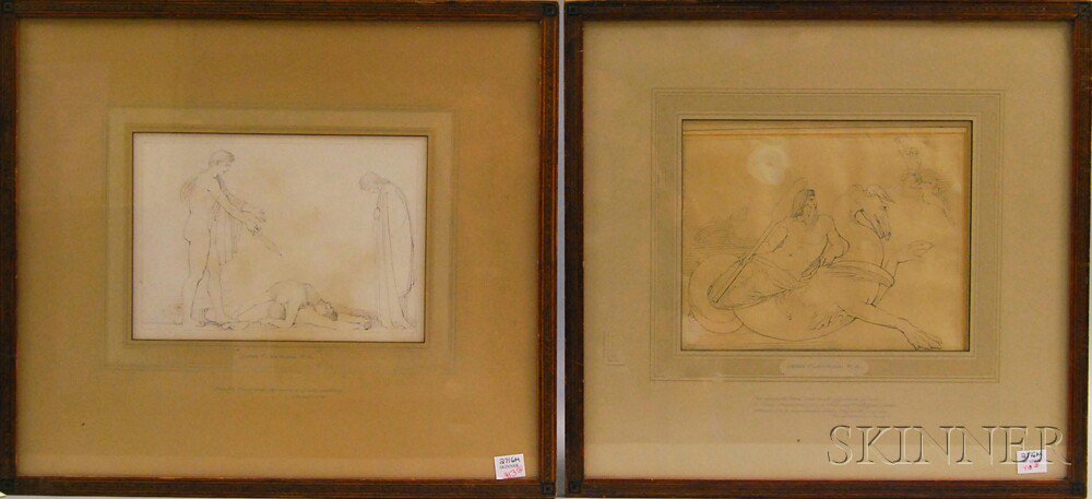 Appraisal: John Flaxman British - Two Framed Illustrations from Aeschylus Prometheus