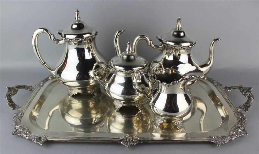 Appraisal: BRAZILIAN SILVER FIVE-PIECE TEA AND COFFEE SERVICE impressed leaf and