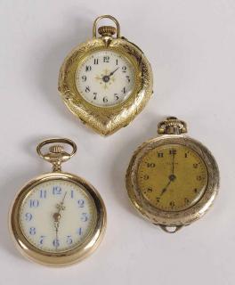 Appraisal: Three Lady's Pocket Watches one tear drop shaped case x