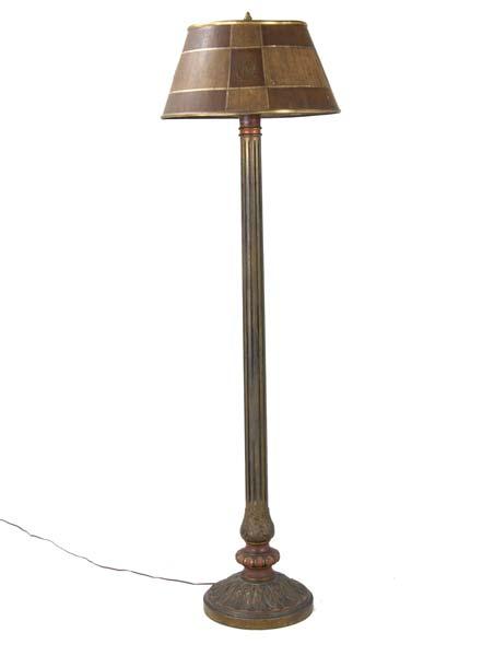 Appraisal: NEOCLASSICAL FLOOR LAMP With heavy bronze fluted shaft and mica