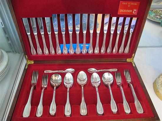 Appraisal: BOXED GROSVENOR CUTLERY SUITE ONE FORK MISSING