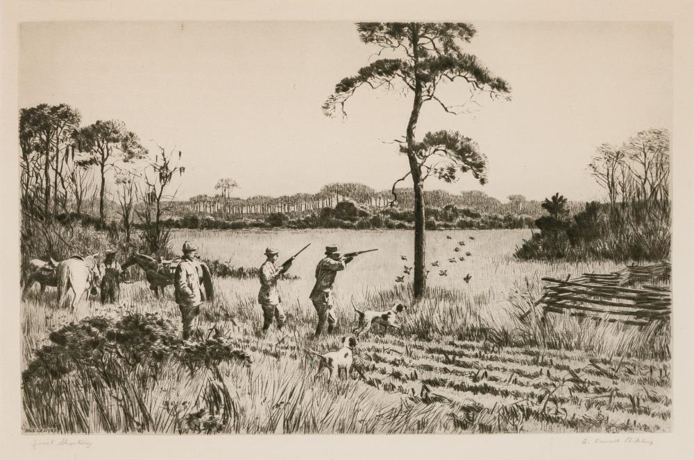 Appraisal: AIDEN LASSELL RIPLEY American - Quail Shooting drypoint etching on