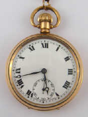 Appraisal: A gold plated pocket watch with chain