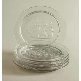 Appraisal: Lalique Crystal Plates Five Lalique crystal plates with sailing ship