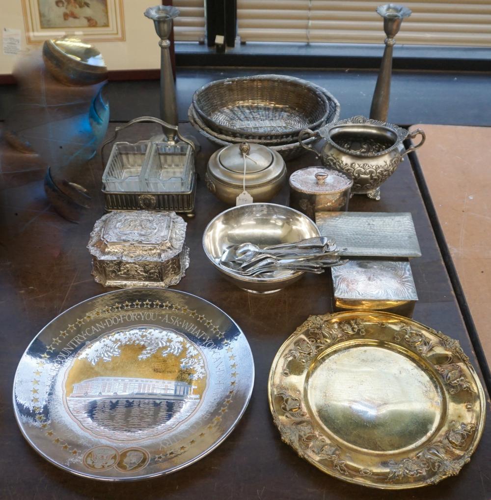 Appraisal: GROUP OF MOSTLY SILVERPLATE TABLE CABINET ARTICLESGroup of Mostly Silverplate