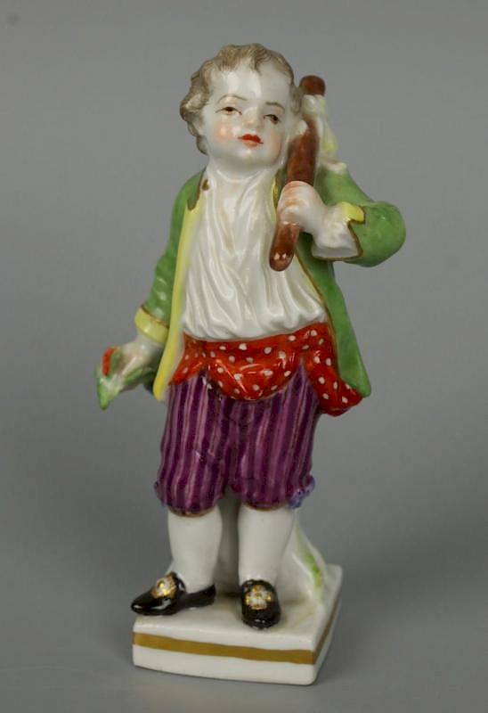 Appraisal: Meissen Acier Figurine G Garden Children Boy Holding Grape MANUFACTURE