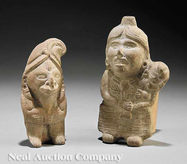 Appraisal: Two Veracruz Figural Form Pottery Whistles c - each of