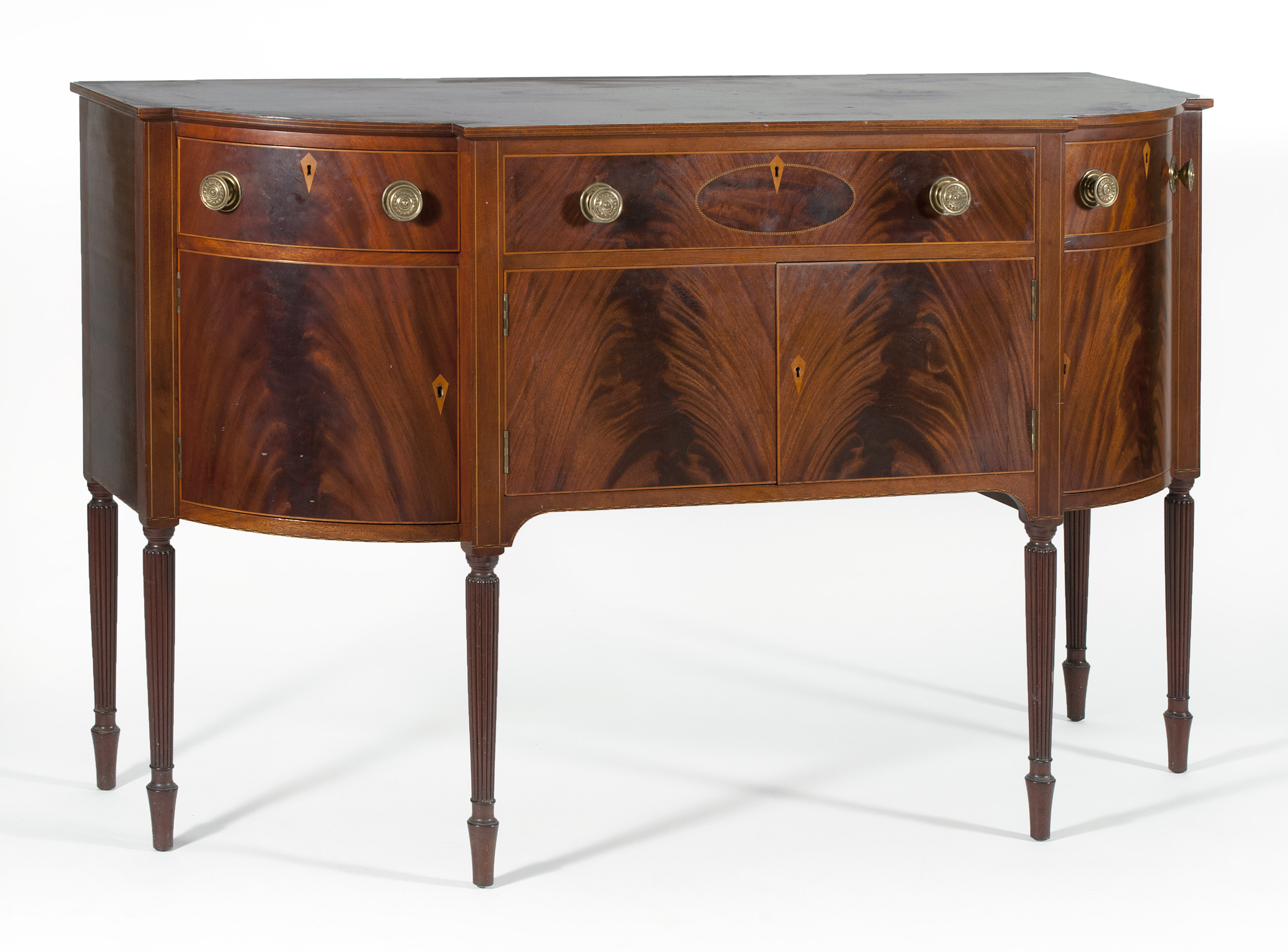 Appraisal: FEDERAL-STYLE SIDEBOARD In mahogany and mahogany veneer with fruitwood inlay