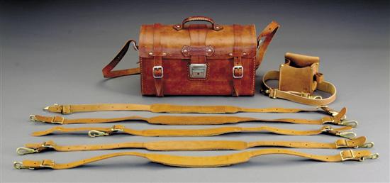 Appraisal: Fine leather shooting accessories field bag shell pouch and six