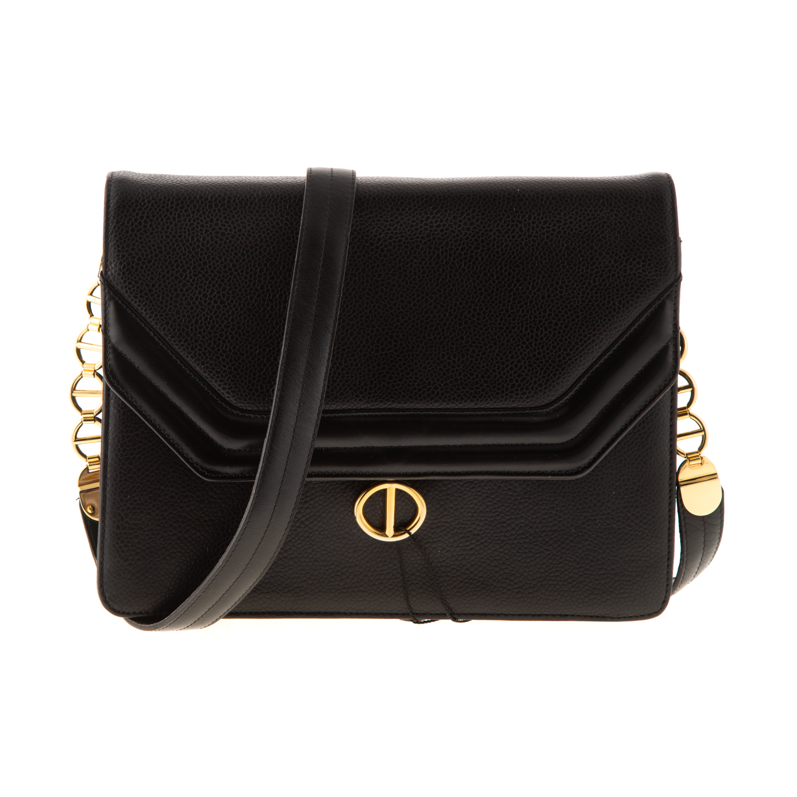 Appraisal: A CHRISTIAN DIOR VINTAGE SHOULDER FLAP BAG A black leather