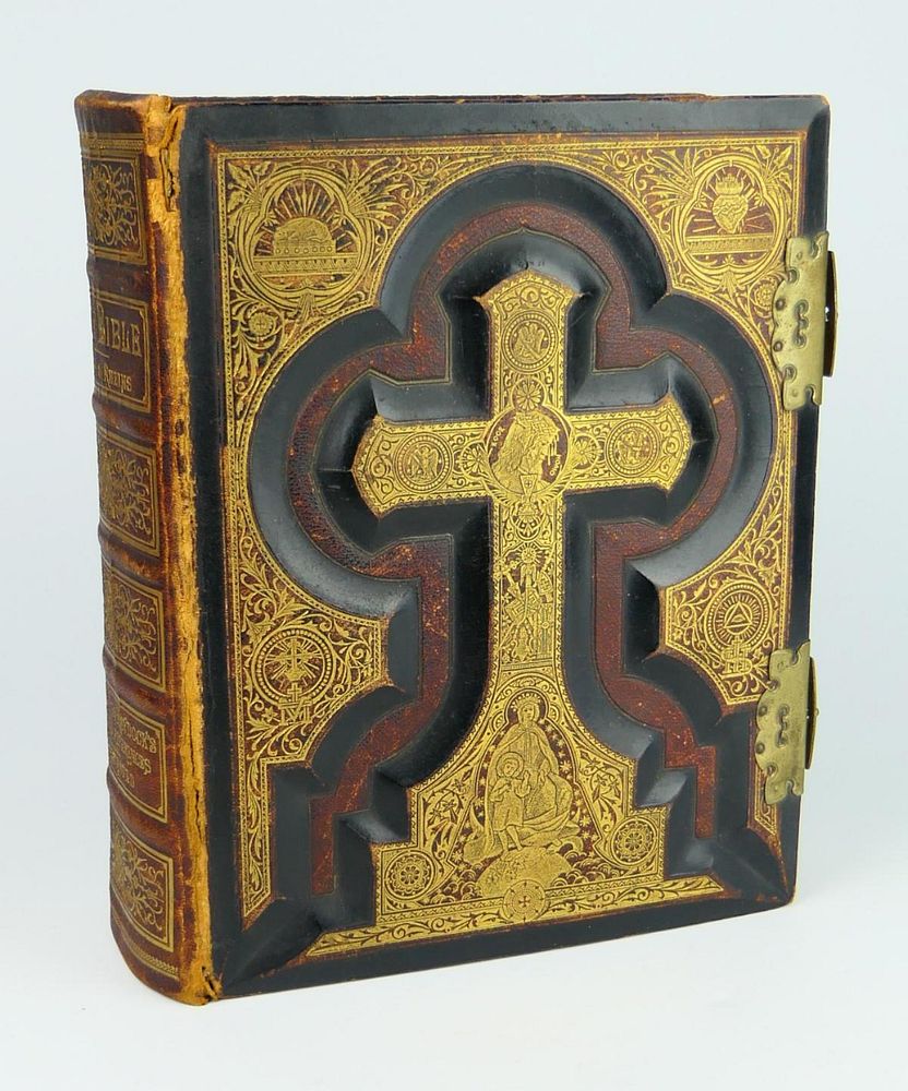 Appraisal: DOUAY-RHEINS ILLUSTRATED LEATHER BOUND BIBLE Large and heavy leather bound