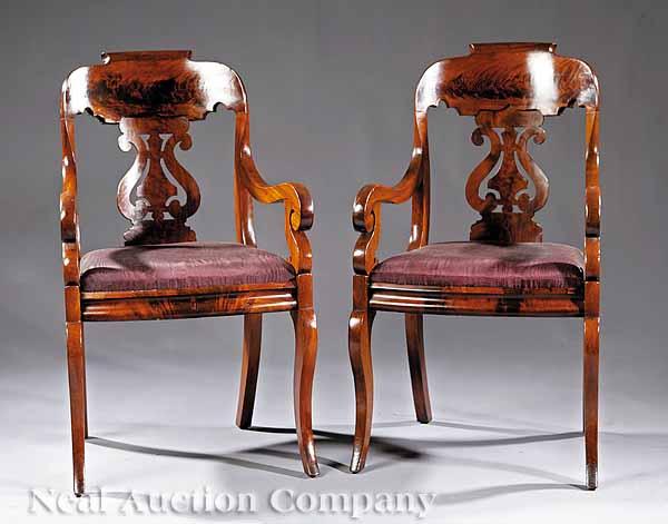 Appraisal: A Suite of Six American Late Classical Mahogany Gondola Dining