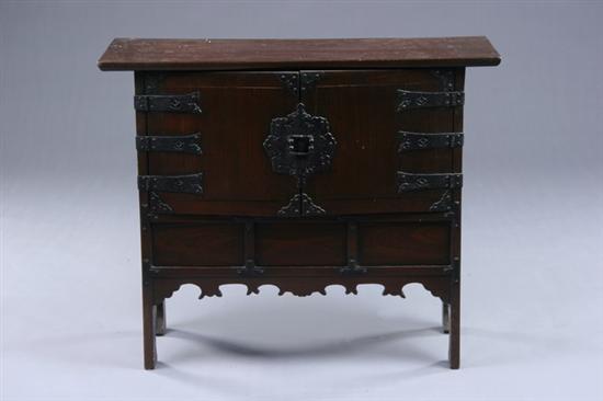 Appraisal: KOREAN WOODEN CHEST Rectangular outline with two doors opening on