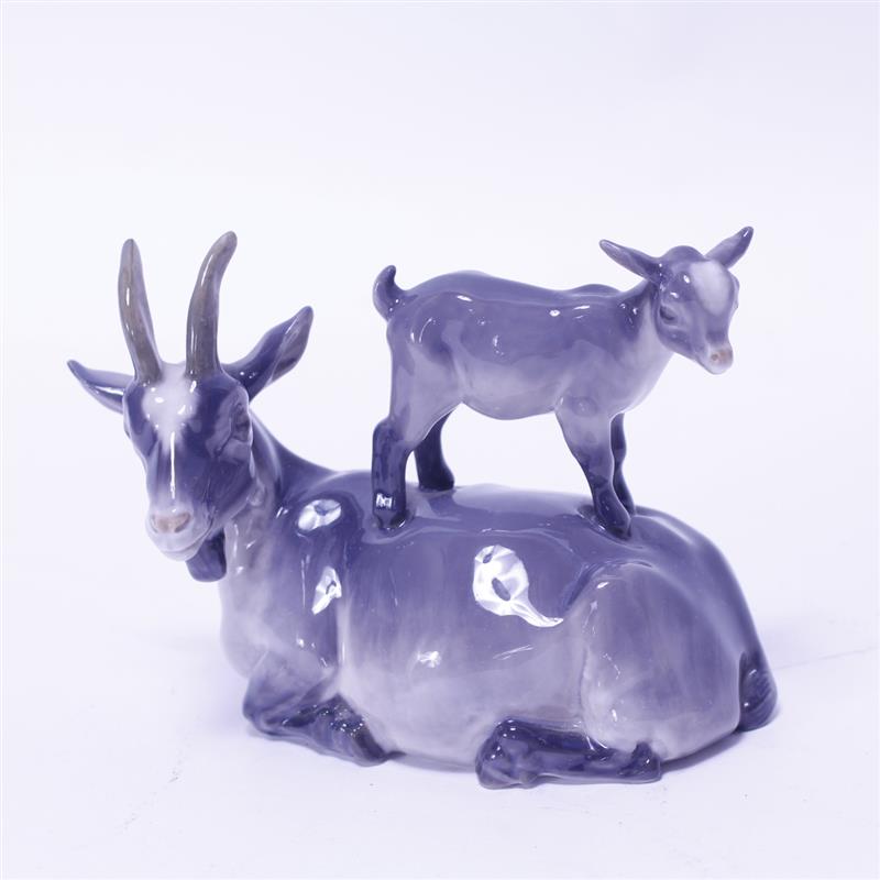 Appraisal: Royal Copenhagen goat and kid porcelain figure group Marked on