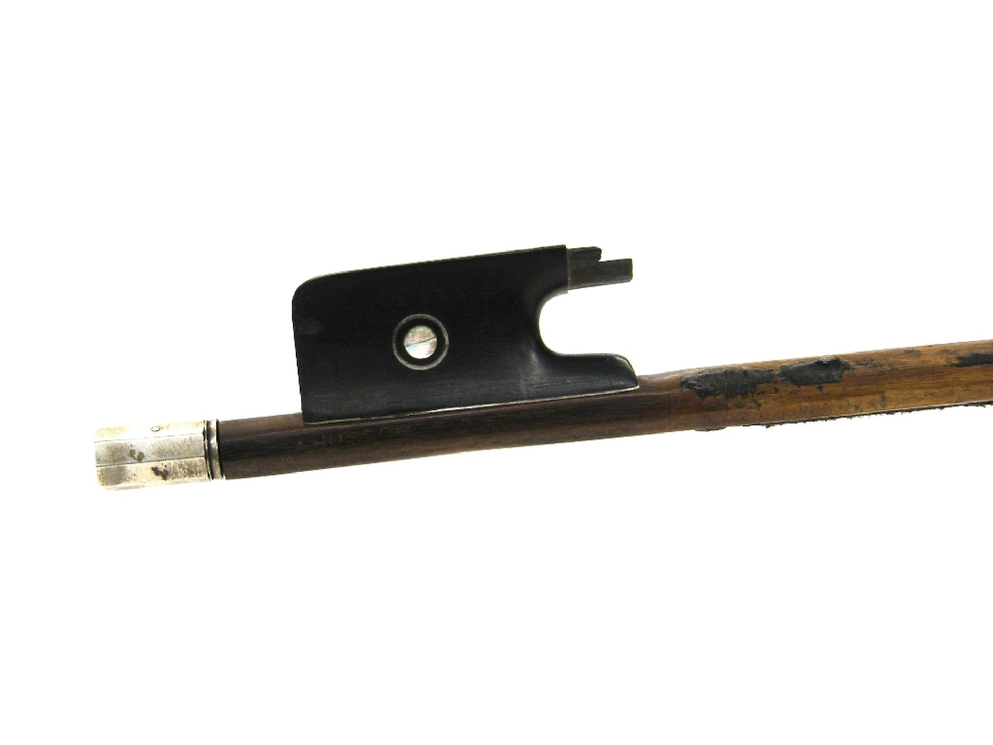 Appraisal: French silver mounted violin bow by and stamped A Husson