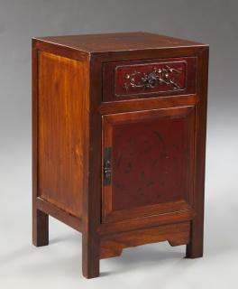 Appraisal: Chinese Carved Elm Nightstand early th c with a frieze