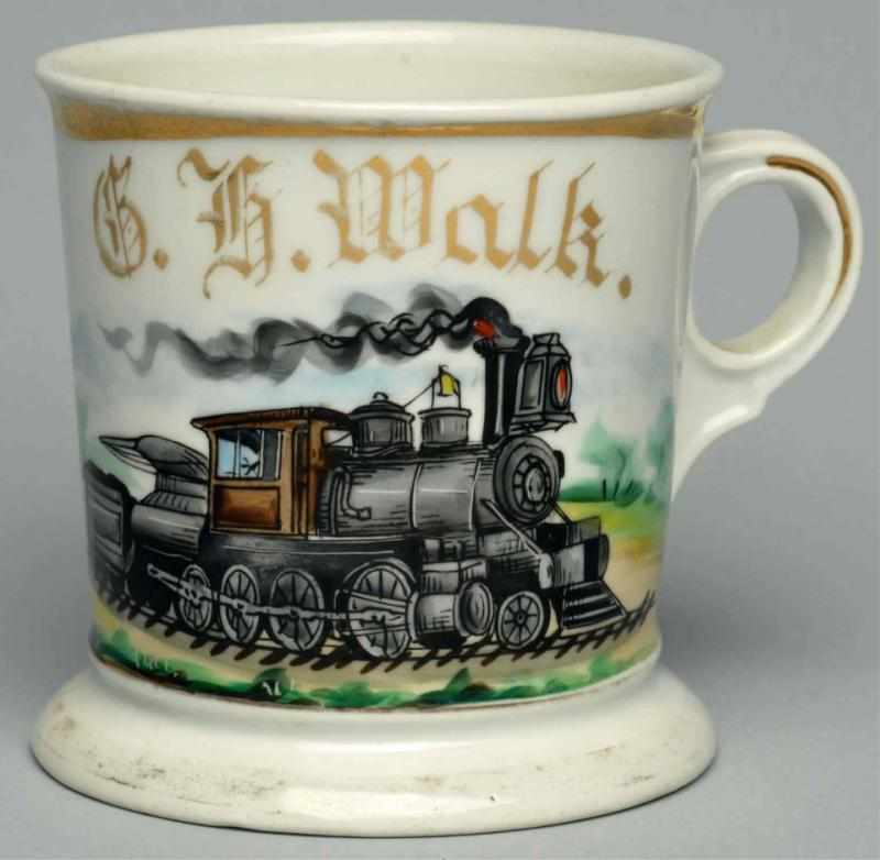 Appraisal: Locomotive Shaving Mug Gilt name G H Malk Leonard Vienna