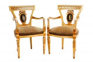 Appraisal: Pair Italian Neoclassical Armchairs Italian mid to late th century