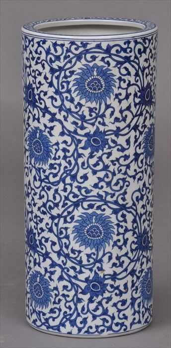 Appraisal: CHINESE BLUE AND WHITE PORCELAIN UMBRELLA STAND in in diam