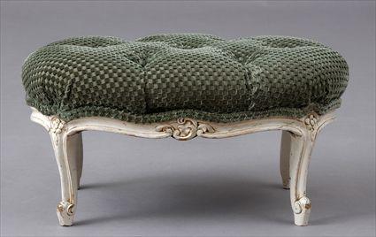 Appraisal: LOUIS XV-STYLE CARVED AND IVORY-PAINTED TABOURET The oval cut-velvet seat