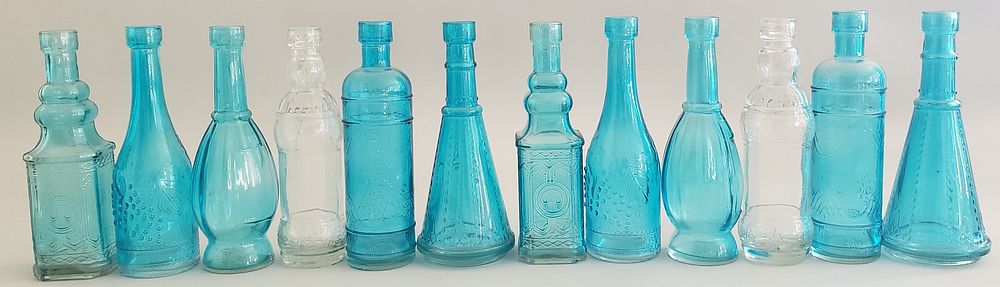 Appraisal: Collection of Antique Bottles Blue and Clear Glass Collection of