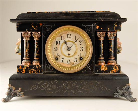 Appraisal: Seth Thomas Mantel Clock marbelized adamantine finish day time and