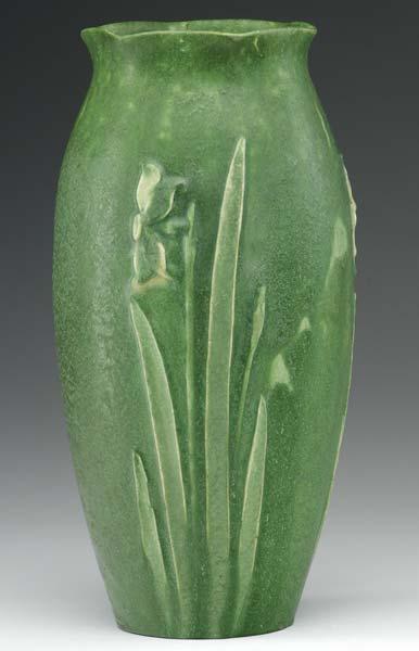 Appraisal: GRUEBY Ovoid vase decorated by Ruth Erickson with tall yellow