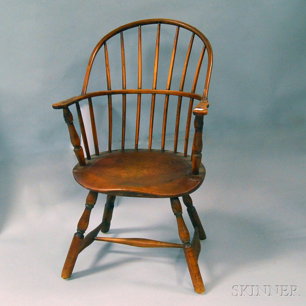 Appraisal: Windsor Sack-back Chair America late th century with shaped arms