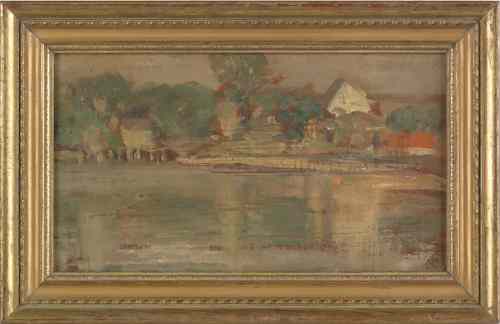 Appraisal: Oil on panel impressionist landscape th c x together with