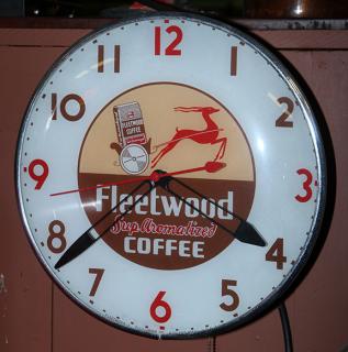 Appraisal: Fleetwood Coffee light up clock working diameter Fleetwood Coffee light