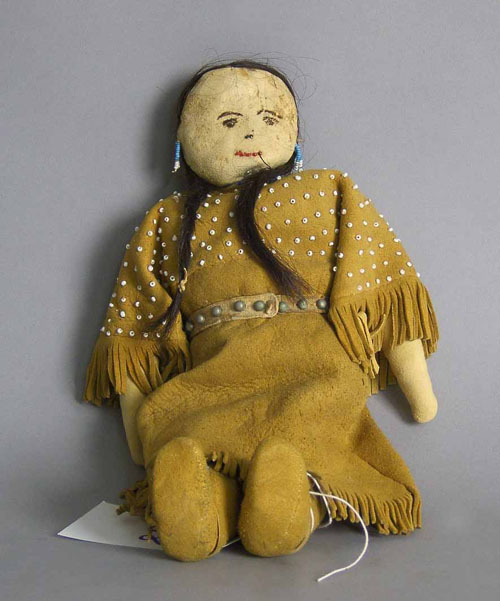 Appraisal: Native American beaded hide doll early th c h