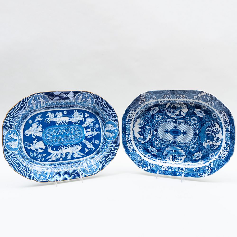 Appraisal: Two Engish Blue and White Pearlware Transfer Printed Platters Comprising