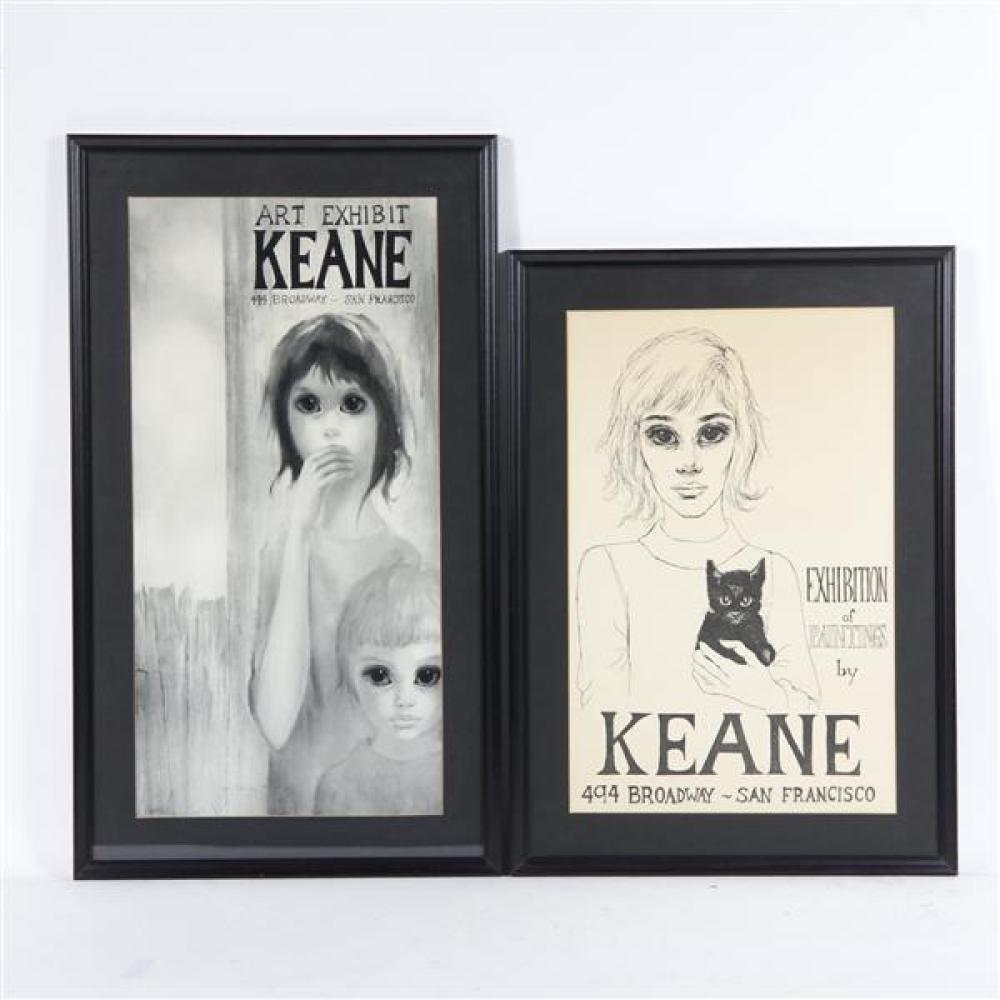 Appraisal: TWO ORIGINAL MARGARET KEANE BLACK AND WHITE ART EXHIBIT POSTERS