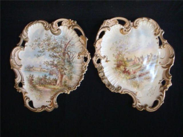 Appraisal: RAILWAY POTTERY Pair porcelain chargers S Fielding Co Stoke on