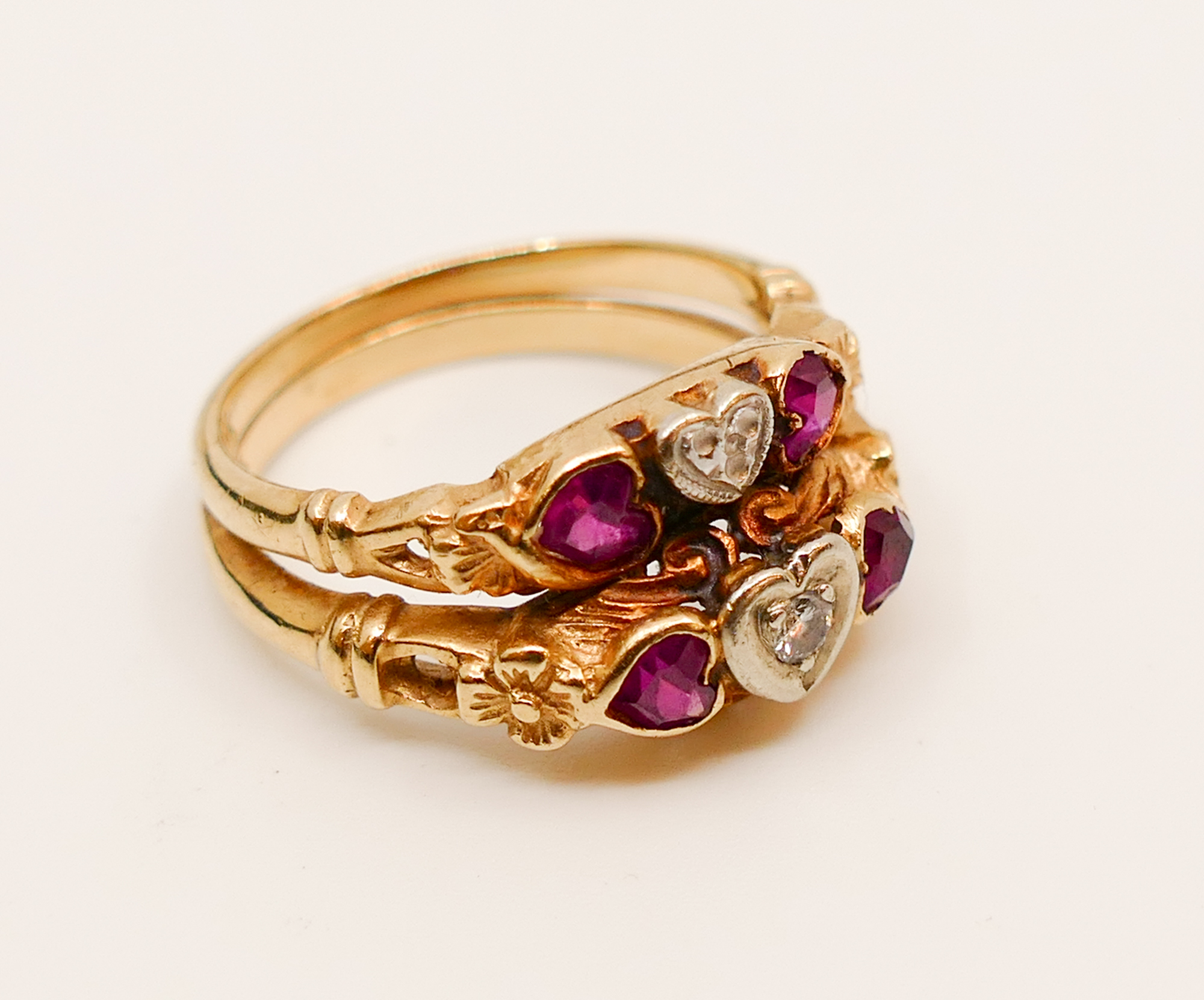 Appraisal: K Diamond Ruby Heart Ring Set- g