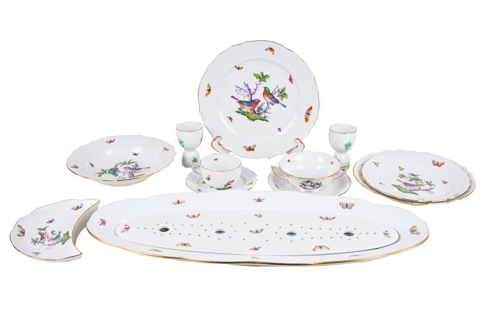 Appraisal: HEREND PORCELAIN SERVICE'Rothschild Bird' pattern Pastel colors contemporary with printed