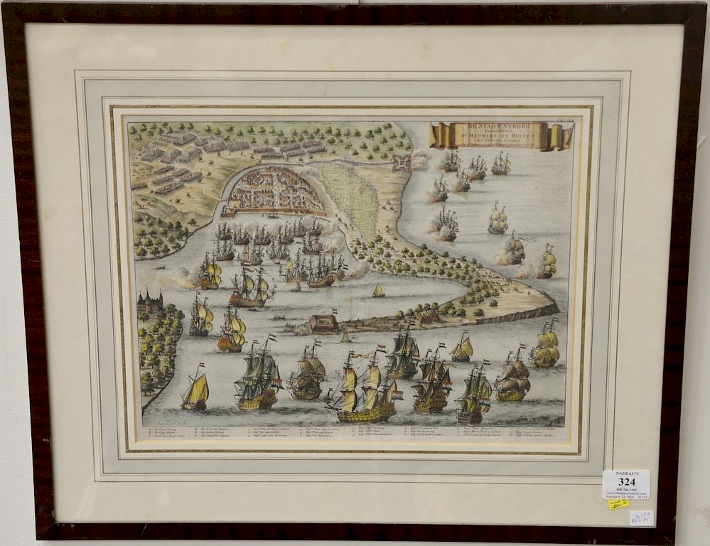 Appraisal: De Stadt Nyborg Michiel de Ruiter hand colored engraved map