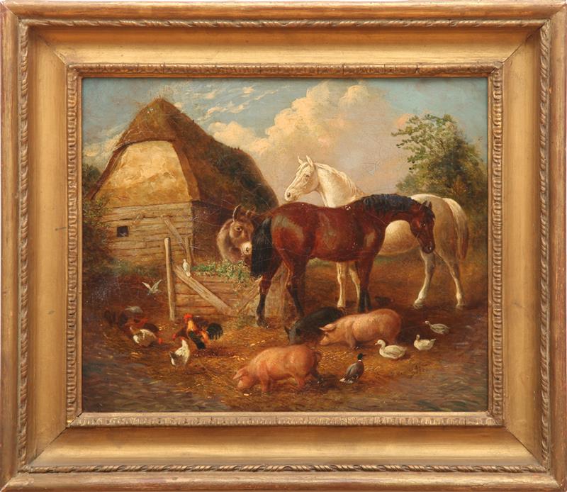 Appraisal: ATTRIBUTED TO JOHN F HERRING II - BARNYARD Oil on