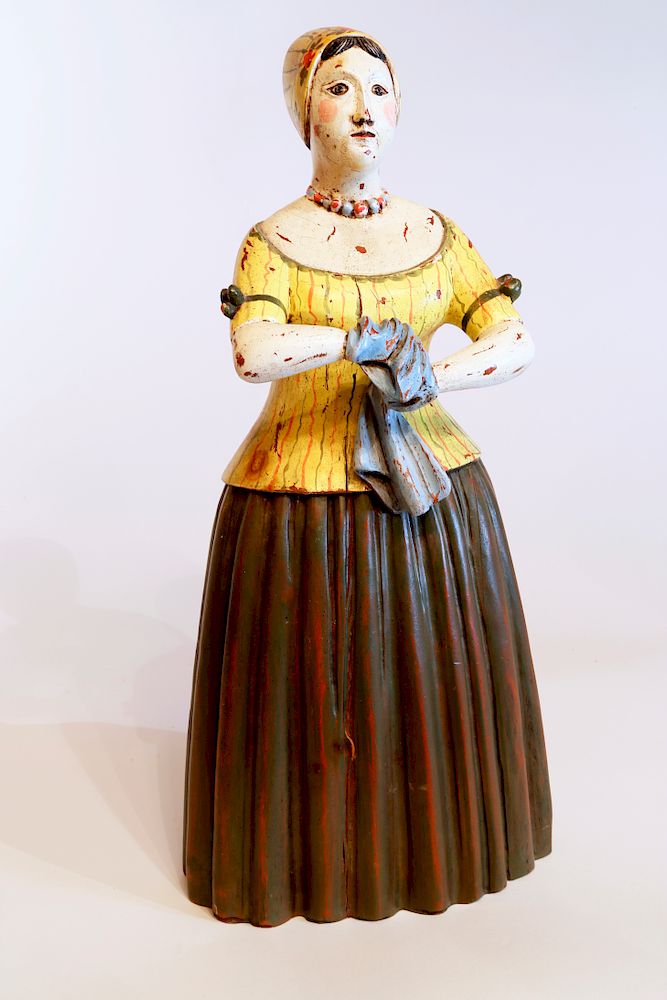 Appraisal: Carved Wood Figure of an Austrian Maiden Exclusive on Bidsquare