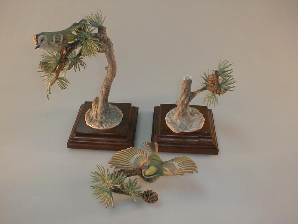 Appraisal: A pair of Royal Worcester models of Goldcrest and Larch