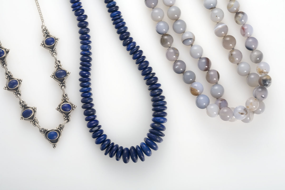 Appraisal: LAPIS LAZULI BEAD NECKLACE The necklace is designed as a