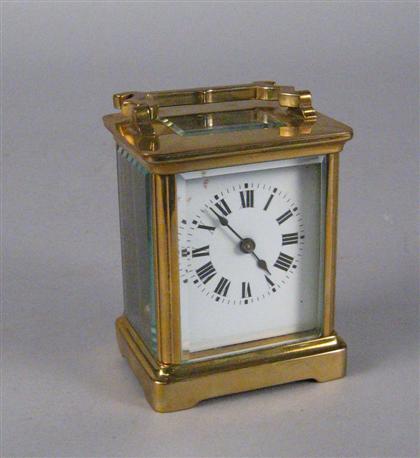 Appraisal: French brass carriage clock th century With a rectangular case