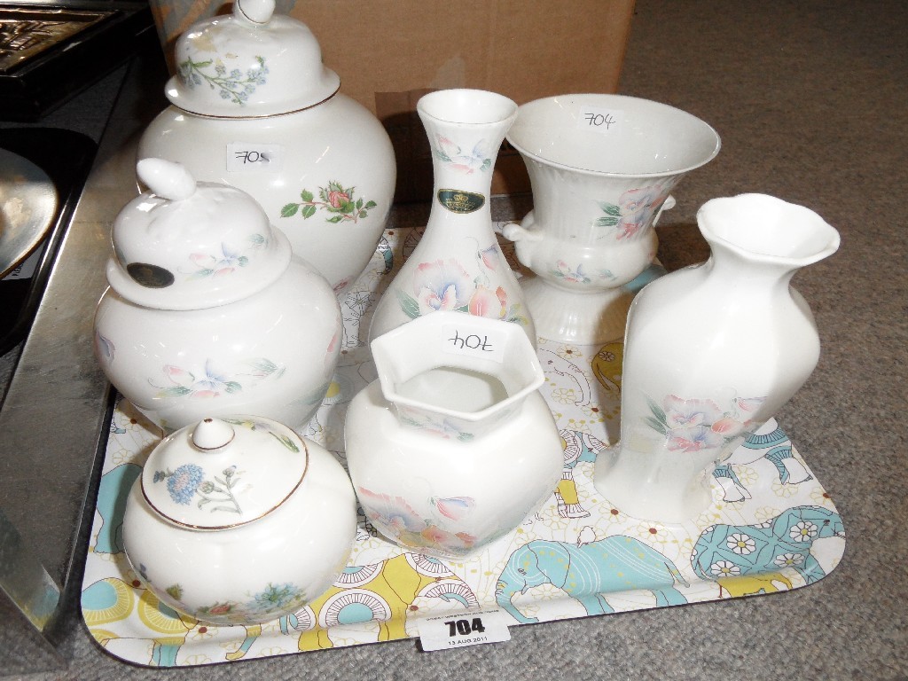 Appraisal: Seven pieces of Aynsley to include vases jars and covers