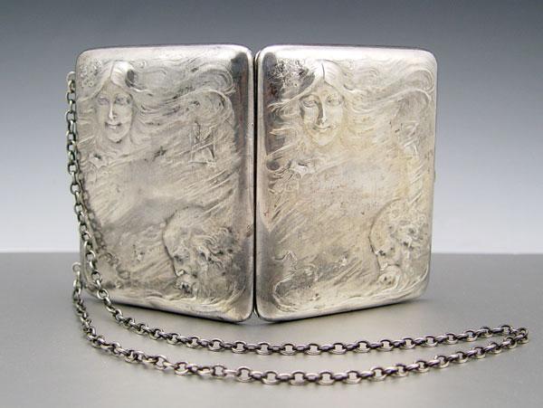 Appraisal: R BLACKINGTON CO NOUVEAU STERLING PURSE Embossed design feature young