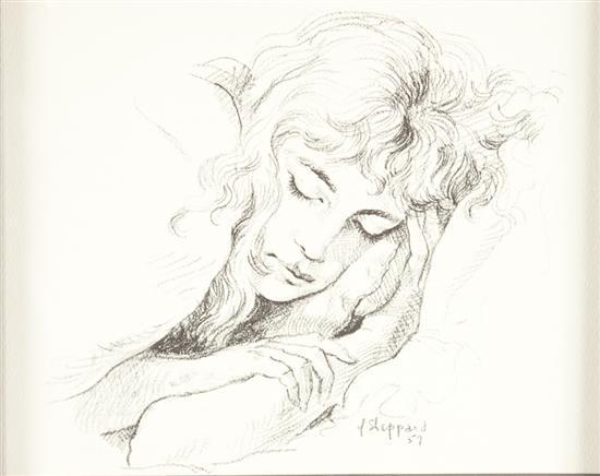 Appraisal: Joseph Sheppard American b Study of a Sleeping Girl charcoal