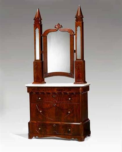 Appraisal: Mahogany dressing bureau philadelphia - Two mirrored towers supporting a