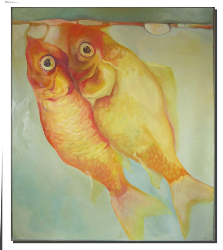 Appraisal: PENELOPE HOPE DEYHLE GOLD FISH PAINTING Oil Canvas '' h